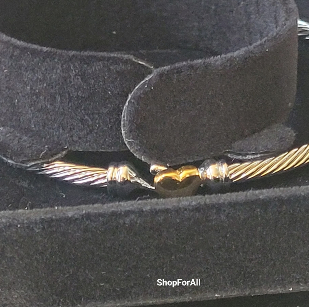 David Yurman Silver Bracelet with Gold Heart Accent - Picture 10 of 16